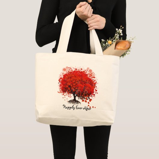 Red Heart Leaf Tree Honeymoon Beach Bag Jumbo Stoffbeutel (Vorderseite (Produkt))