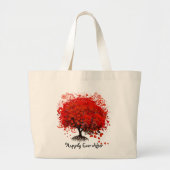 Red Heart Leaf Tree Honeymoon Beach Bag Jumbo Stoffbeutel (Vorne)