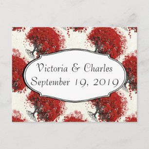 Red Heart Leaf Tree Postkarte
