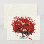 Red Heart Leaf Tree Vielen Dank Postkarte (Vorne/Hinten)