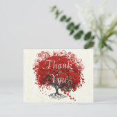 Red Heart Leaf Tree Vielen Dank Postkarte (Stehend Vorderseite)