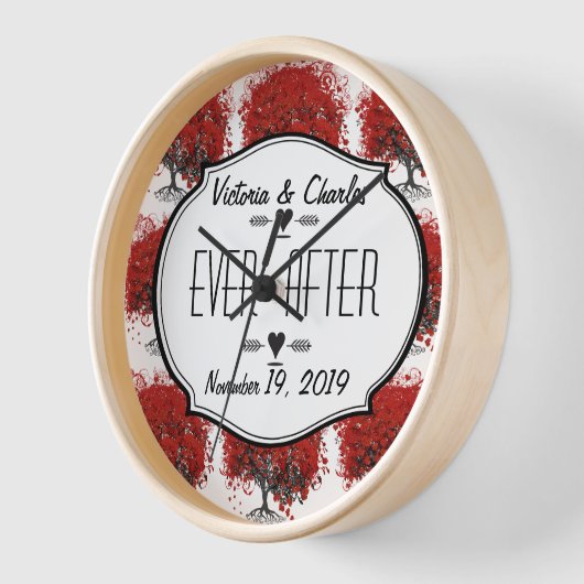 Red Heart Leaf Tree Wanduhr (Winkel)