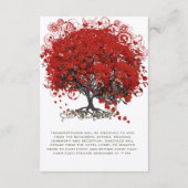 Red Heart Leaf Tree Wedding Begleitkarte (Rückseite)