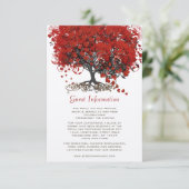 Red Heart Leaf Tree Wedding Begleitkarte (Stehend Vorderseite)