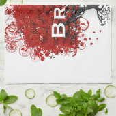 Red Heart Leaf Tree Wedding Handtuch (Gefaltet)