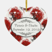 Red Heart Leaf Tree Wedding Keramikornament (Vorne)