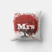 Red Heart Leaf Tree Wedding Kissen (Vorderseite)