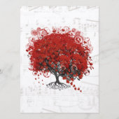 Red Heart Leaf Tree Wedding Menükarte (Rückseite)