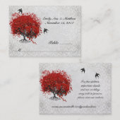 Red Heart Leaf Tree Wedding Platzkarte (Vorne/Hinten)