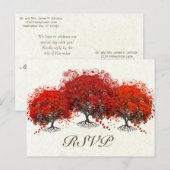 Red Heart Leaf Tree Wedding Postkarte (Vorne/Hinten)