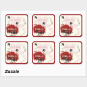 Red Heart Leaf Tree Wedding Quadratischer Aufkleber (Blatt)