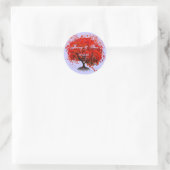 Red Heart Leaf Tree Wedding Runder Aufkleber (Tasche)