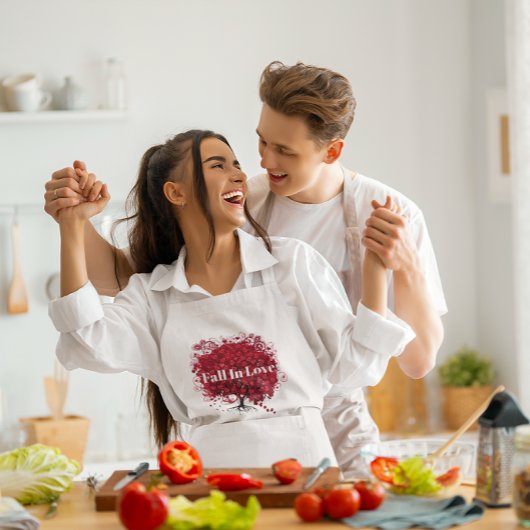 Red Heart Leaf Tree Wedding Schürze