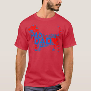 Red Heart Liebe Blue Vater Basset Hound Daddy Pate T-Shirt