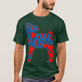 Red Heart Liebe Blue Vater Niedlich Dog Mops Daddy T-Shirt