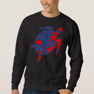 Red Heart Liebe Blue Vater Niedlich Turtle Daddy V Sweatshirt