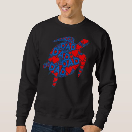 Red Heart Liebe Blue Vater Niedlich Turtle Daddy V Sweatshirt (Vorderseite)