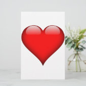 Red Heart Liebe Briefpapier (Stehend Vorderseite)
