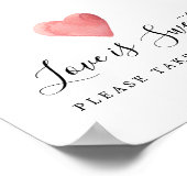 Red Heart Liebe ist Sweet Wedding Dessert Bar Sign Poster (Ecke)