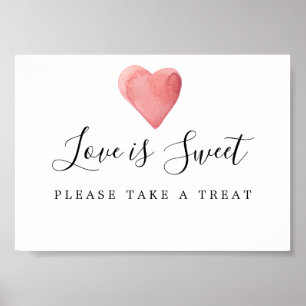 Red Heart Liebe ist Sweet Wedding Dessert Bar Sign Poster