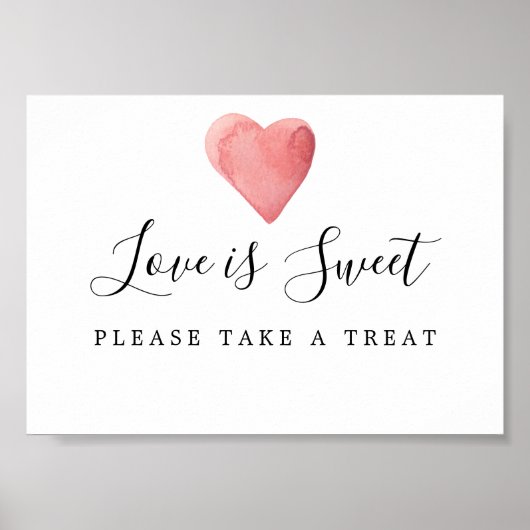Red Heart Liebe ist Sweet Wedding Dessert Bar Sign Poster (Vorne)