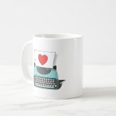 Red Heart Liebe Notieren Sie Vintage Schreibmaschi Kaffeetasse (Vorderseite Links)