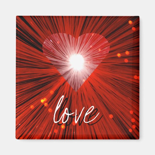 Red Heart 'Liebe' Square Kühlschrankmagnet (Vorne)