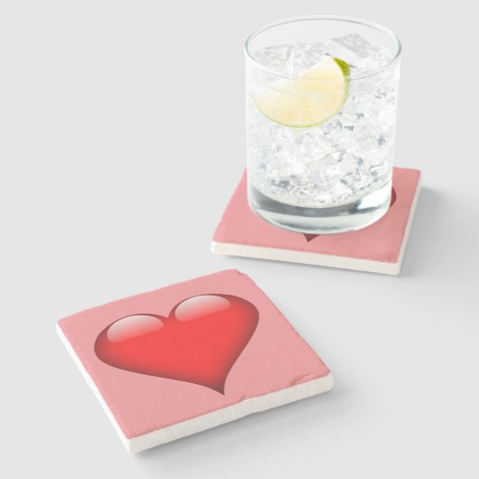 Red Heart Liebe Steinuntersetzer (Seitenansicht)