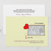 Red Heart Liebe Wedding Foto Einladung (Vorne/Hinten)