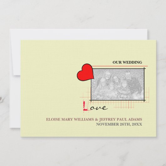 Red Heart Liebe Wedding Foto Einladung (Vorderseite)