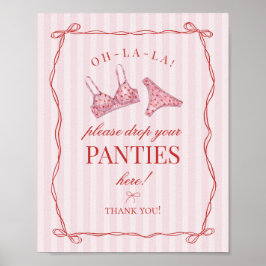 Red Heart Lingerie Bachelorette Panties Please Poster