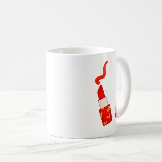Red Heart Lipstick Pop Art Design Kaffeetasse (VorderseiteRechts)
