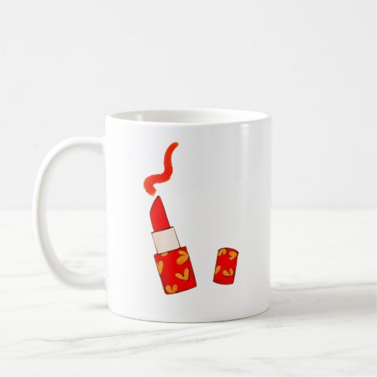 Red Heart Lipstick Pop Art Design Kaffeetasse (Links)
