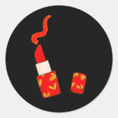 Red Heart Lipstick Pop Art Design Runder Aufkleber (Vorderseite)