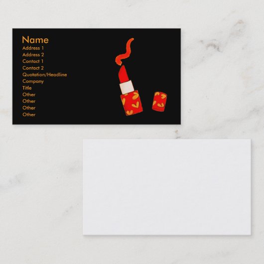 Red Heart Lipstick Pop Art Design Visitenkarte (Vorne/Hinten)