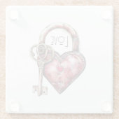 Red Heart Lock & Key Liebe Glasuntersetzer (Rückseite)