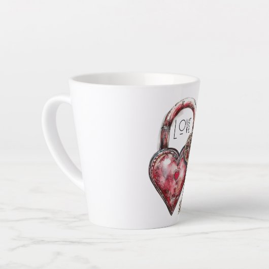 Red Heart Lock & Key Liebe Milchtasse (Linke Ecke)