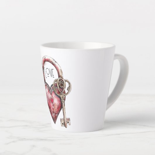 Red Heart Lock & Key Liebe Milchtasse (Rechte Ecke)