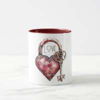 Red Heart Lock & Key Liebe