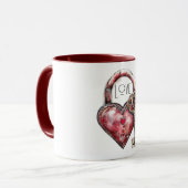 Red Heart Lock & Key Liebe Tasse (Vorderseite Links)