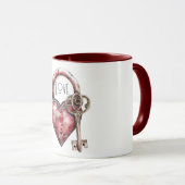 Red Heart Lock & Key Liebe Tasse (VorderseiteRechts)