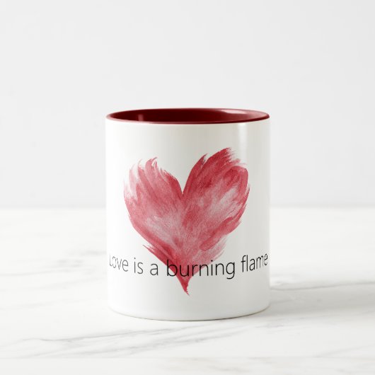 Red Heart Love Burning Flame Zweifarbige Tasse (Mittel)