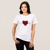 Red Heart Love Design Minimal Romantic Valentine Tri-Blend Shirt (Vorderseite voll)