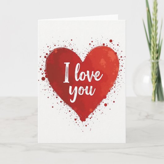 Red Heart Love You Art Card Karte (Vorderseite)