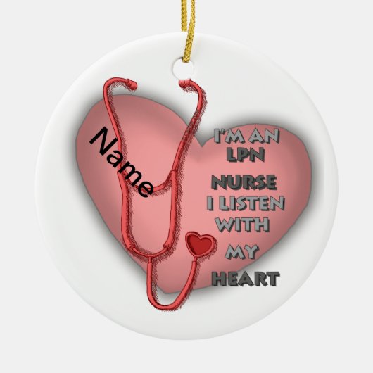 Red Heart LPN Nurse Keramik Ornament (Vorne)