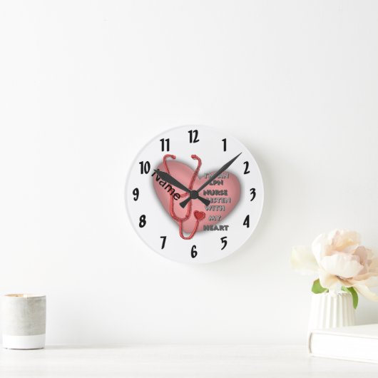 Red Heart LPN Nurse Runde Wanduhr (Zuhause)