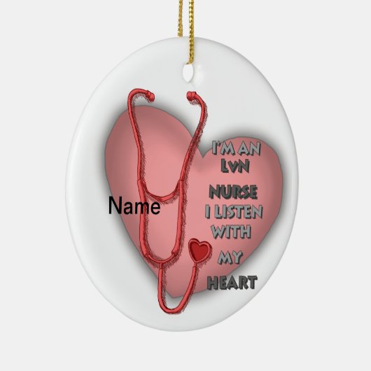 Red Heart LVN Nurse Keramik Ornament (Rechts)