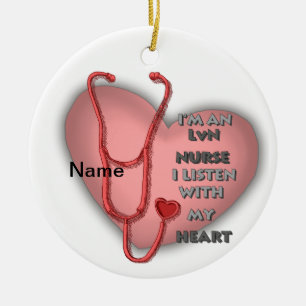 Red Heart LVN Nurse Keramik Ornament