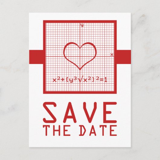 Red Heart Math Graph Save the Date Postcard Ankündigungspostkarte (Vorderseite)