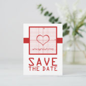 Red Heart Math Graph Save the Date Postcard Ankündigungspostkarte (Stehend Vorderseite)